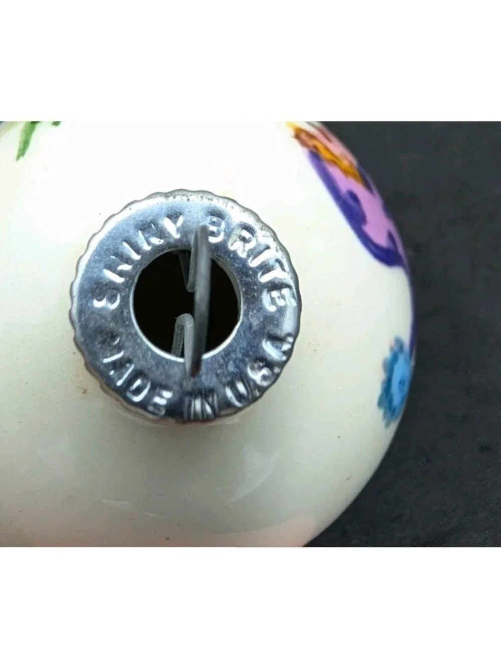 Shiny Brite USA 1981 Suzi Long Ceramic Christmas Ornament Handpainted 2”